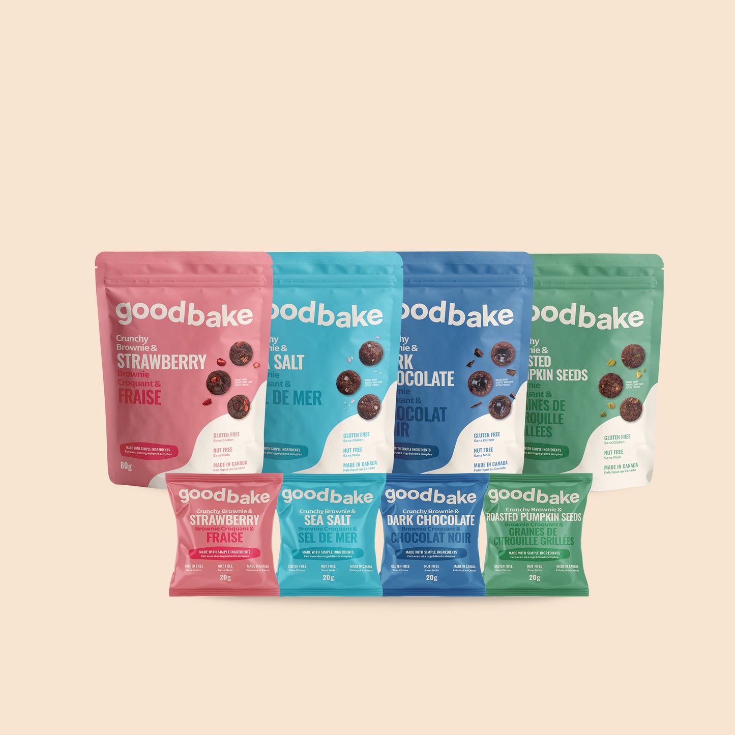 New to Goodbake? Start with our First Stash bundle featuring fan-favourite brownie bites. Gluten-free, nut-free, and made in Canada. Your perfect first order.
